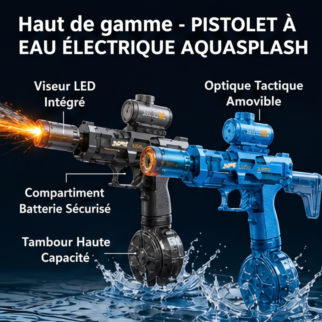 💦 Pistolet à Eau Électrique AquaBlast — Portée 8 mètres